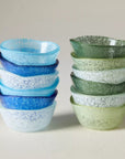 Green Glass Pinch Pot Set