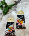 Beaded Moonlit Moth Fringe Earrings