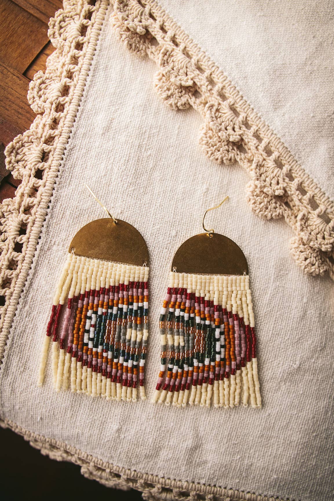 Beaded Rainbow Fringe Earrings