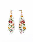 Beaded Wildflower Fringe Earrings - White