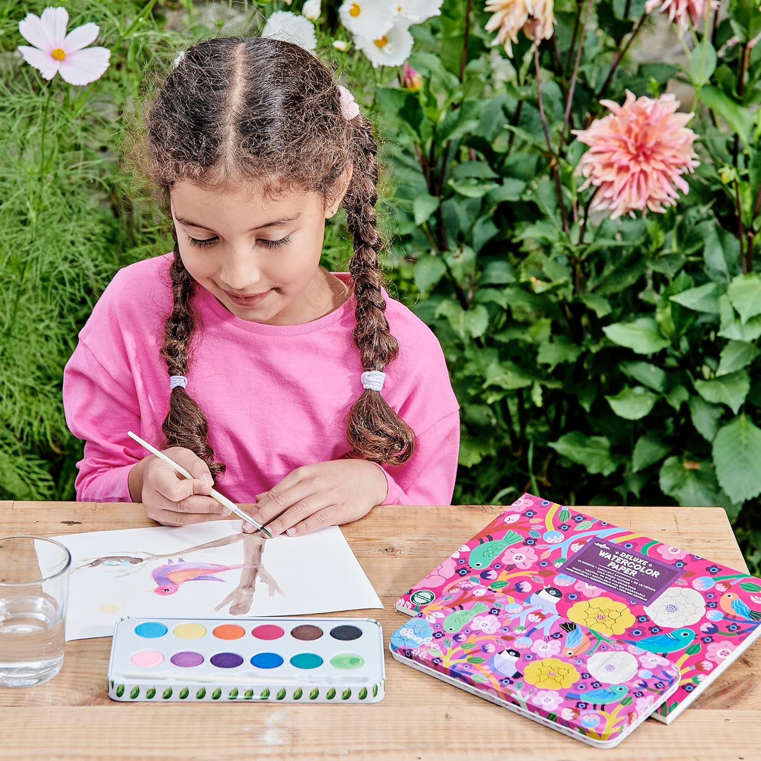 Birds in Fuchsia Watercolor Paper