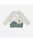 Dino Applique Button Pullover Sweater