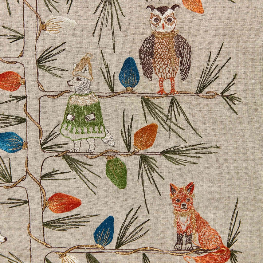 Tree Trimmers Embroidered Linen Table Runner