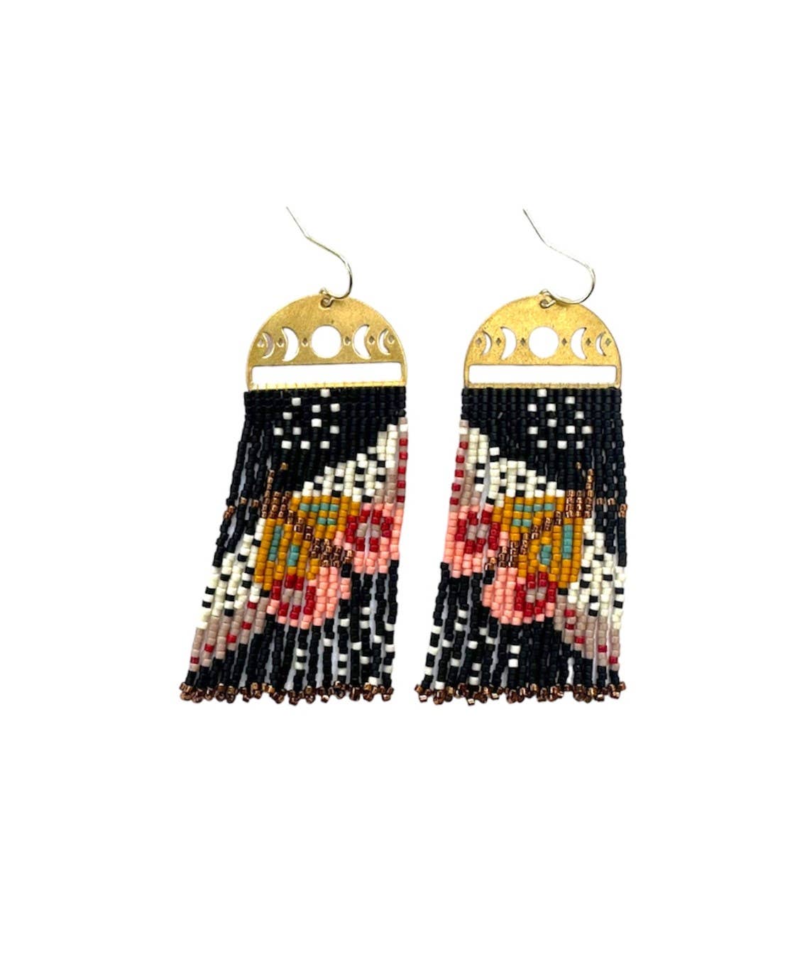Beaded Moonlit Moth Fringe Earrings