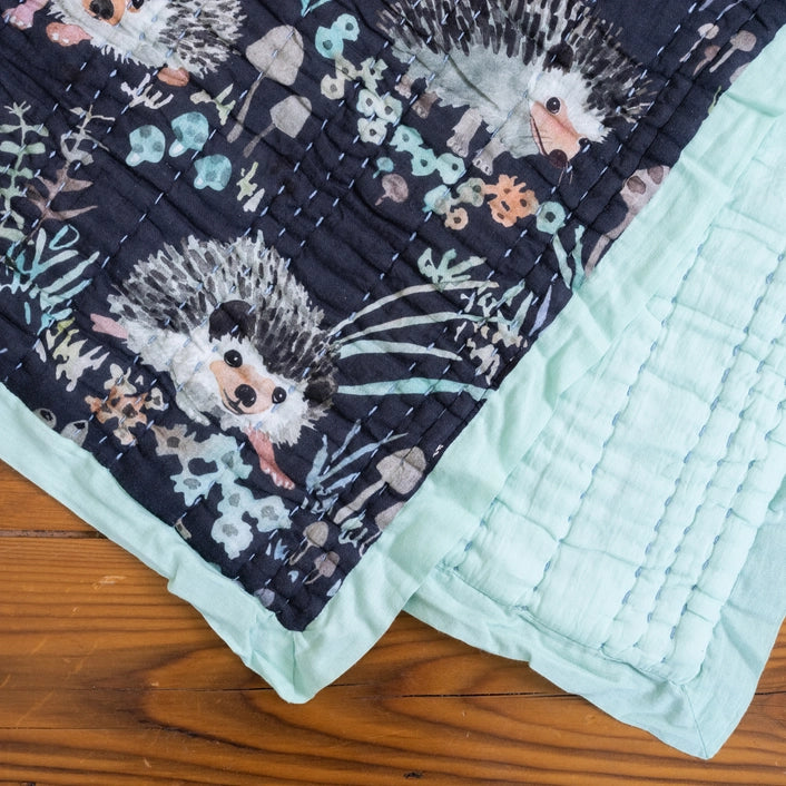 Hedgehogs Kantha Quilt