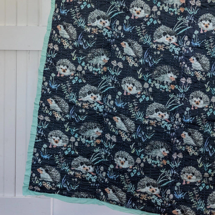 Hedgehogs Kantha Quilt