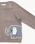 Elephant Embroidered Knit Pullover Sweater