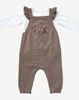 Giraffe Embroidered Ruffle Overall Set