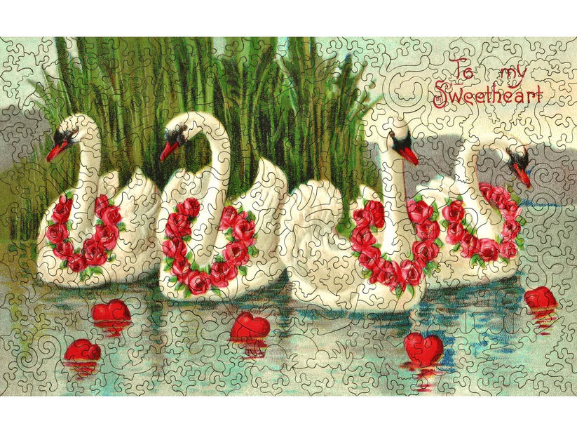 Valentine Swans Wooden Puzzle