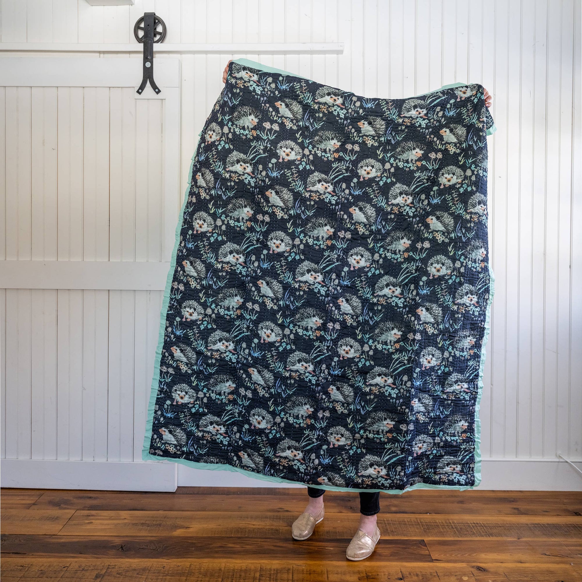 Hedgehogs Kantha Quilt