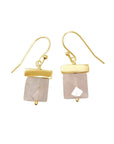Bar Rose Quartz Vermeil Earrings