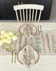 Plants Embroidered Linen Table Runner