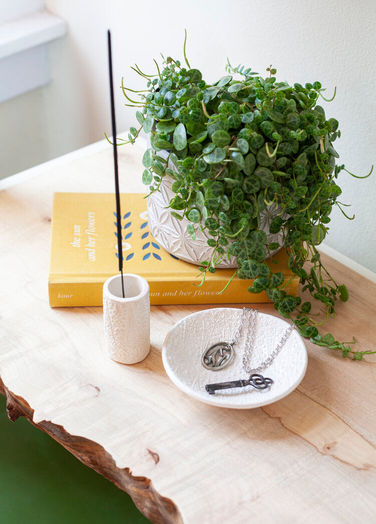 Block Print Ceramic Incense Holder