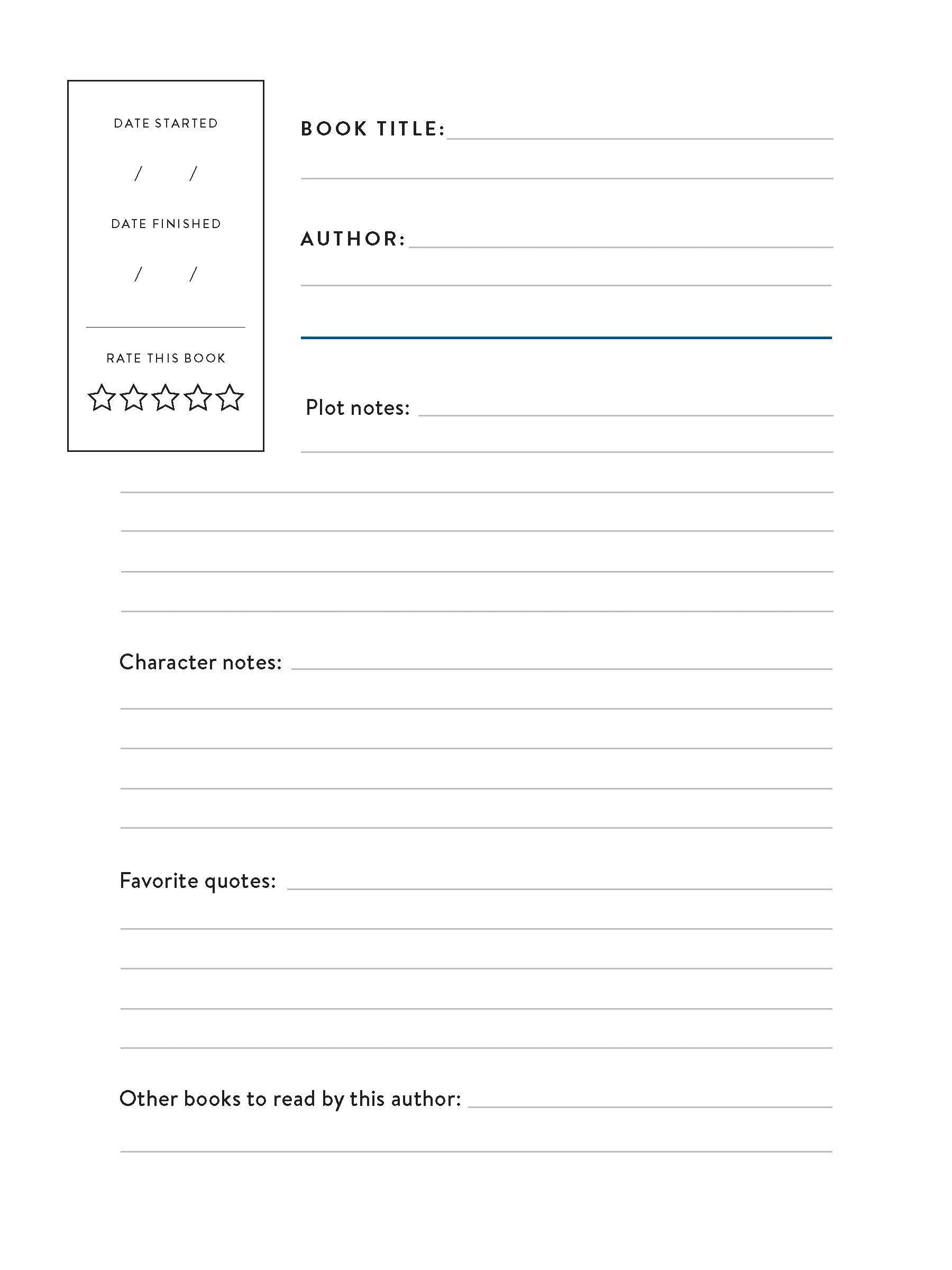 Bibliophile Reader's Journal