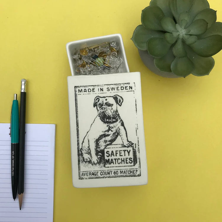 Vintage Ceramic Matchbox Red Orchard