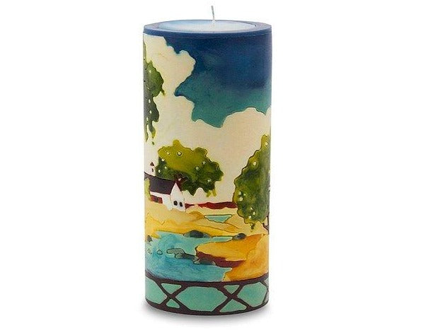 Rural Landscape Illuminated Candle