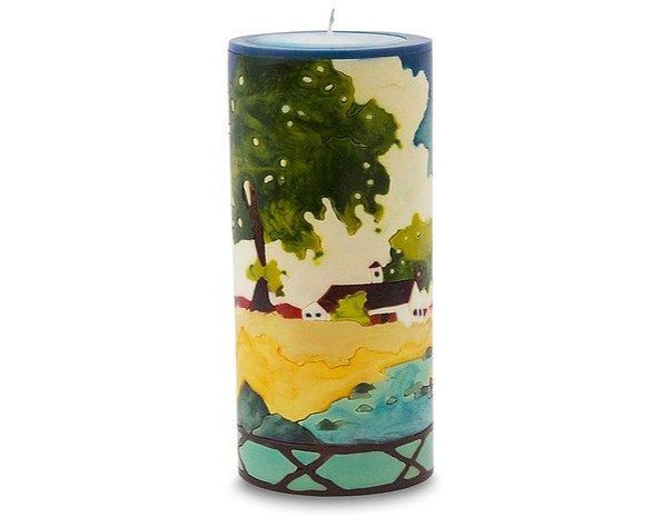 Rural Landscape Illuminated Candle