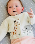 Animal Safari Embroidered Baby Cardigan
