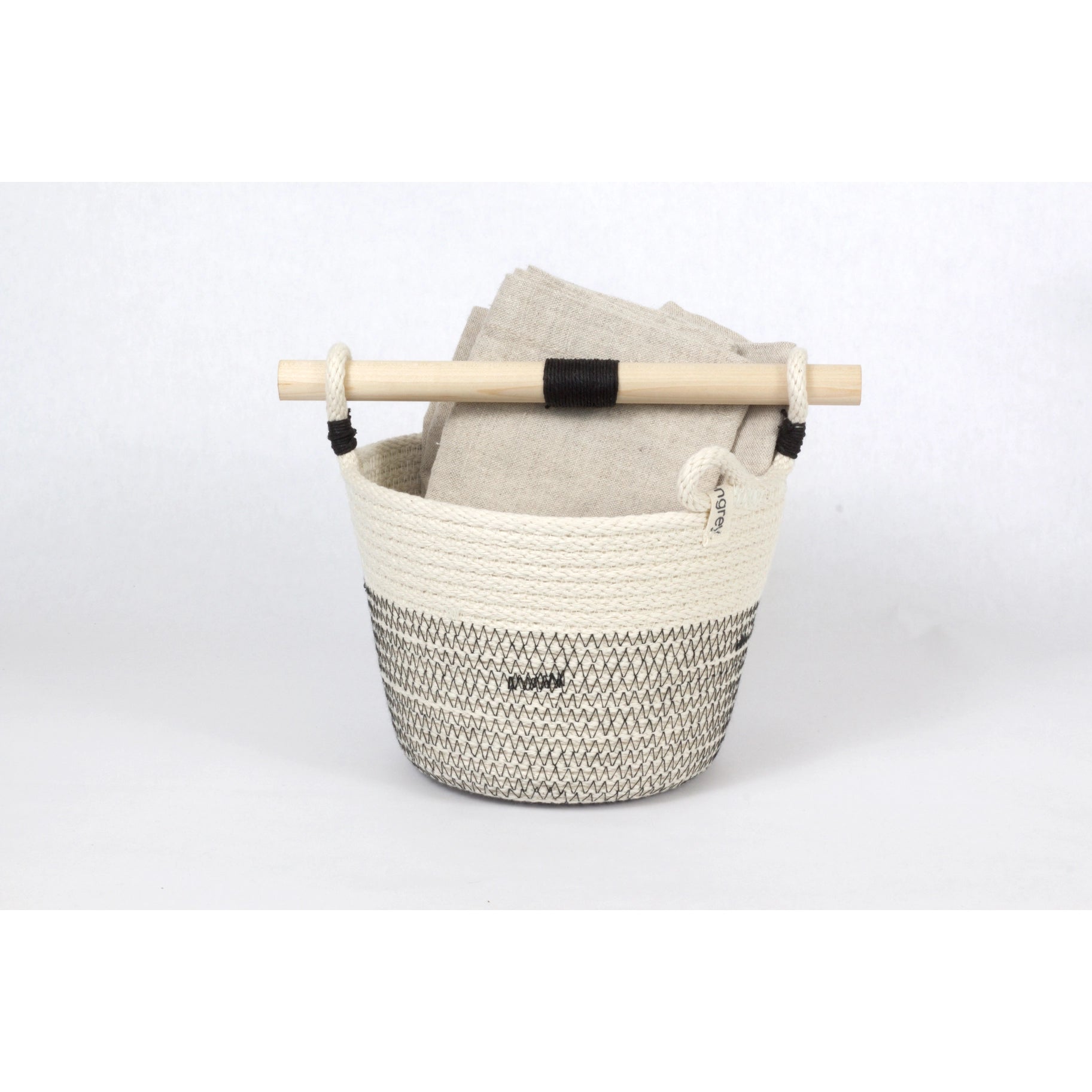 Woven Basket With Wooden Handle