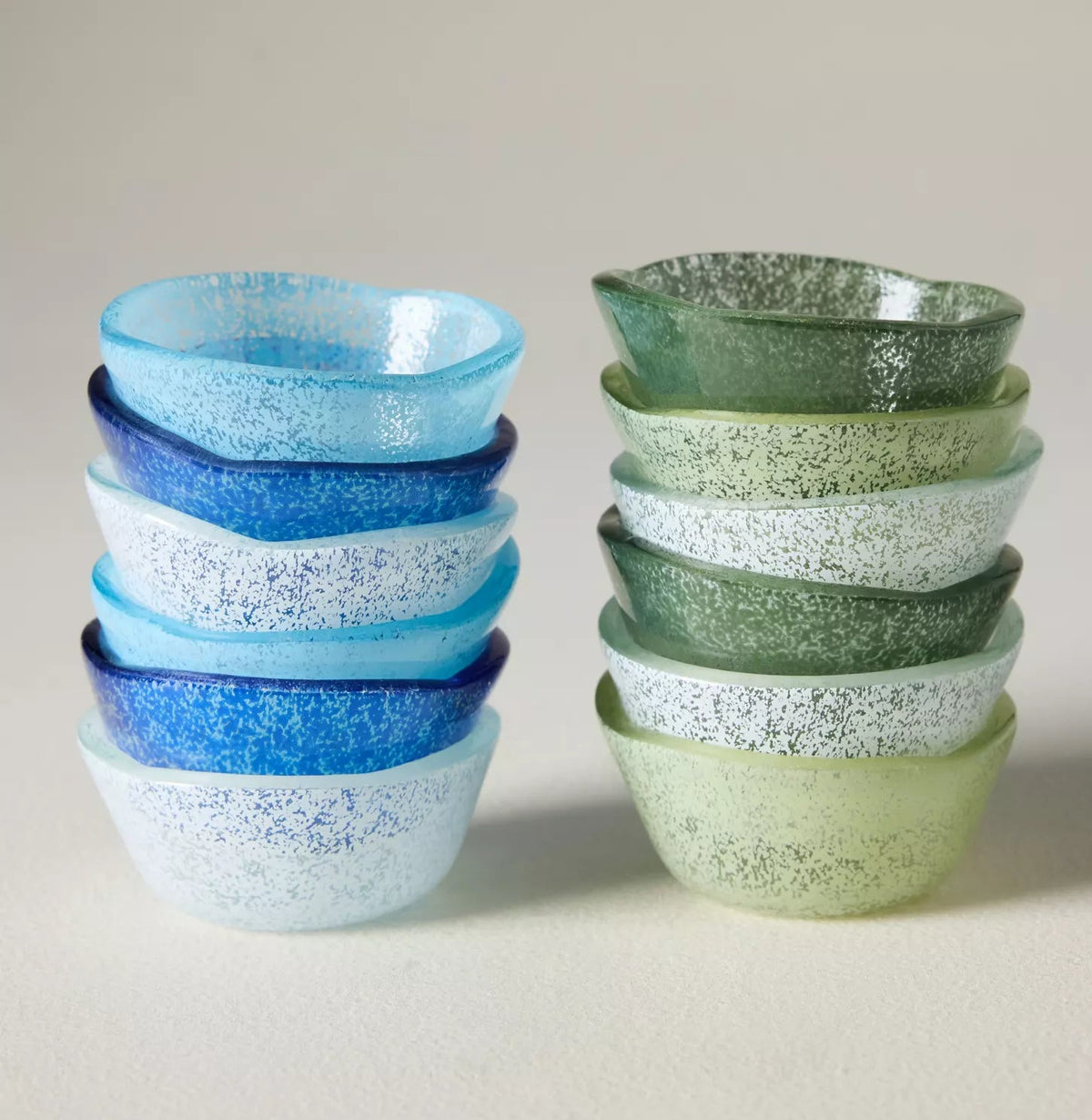 Green Glass Pinch Pot Set