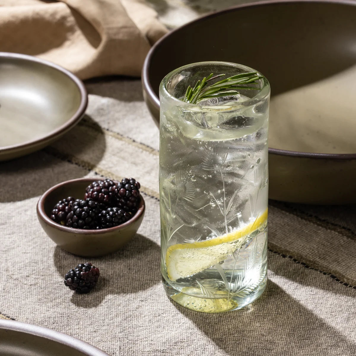Thistle Etched Highball Glass