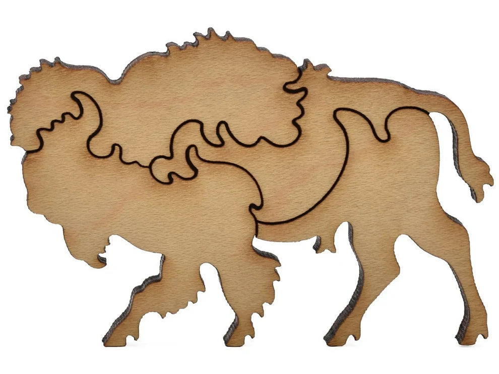 Bison and Sunflowers Wooden Puzzle