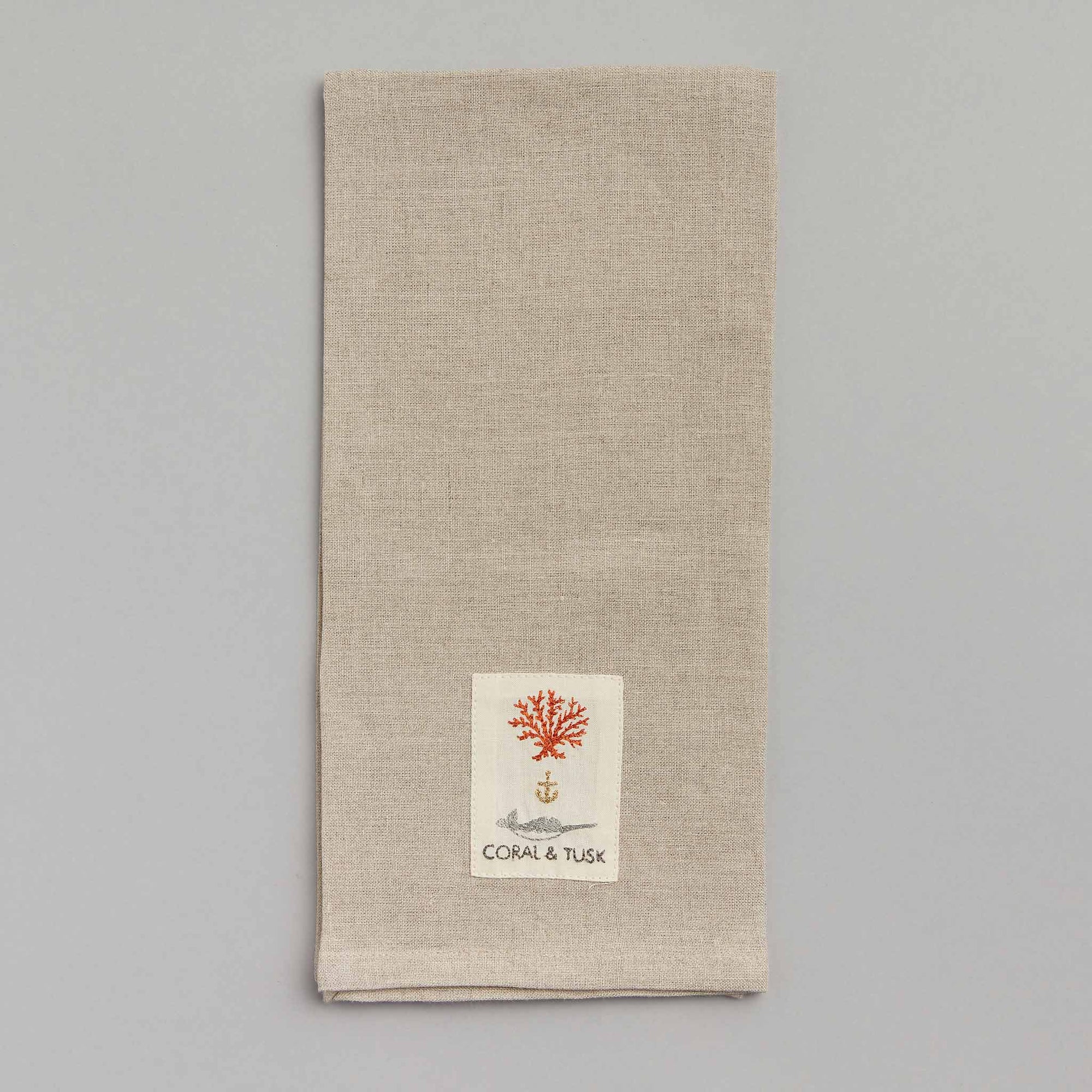 Snowshoe Hare Embroidered Linen Tea Towel