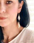 Double Long White Fringe Earrings