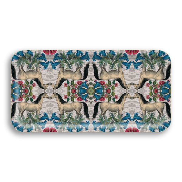White Horse Floral Bar Tray