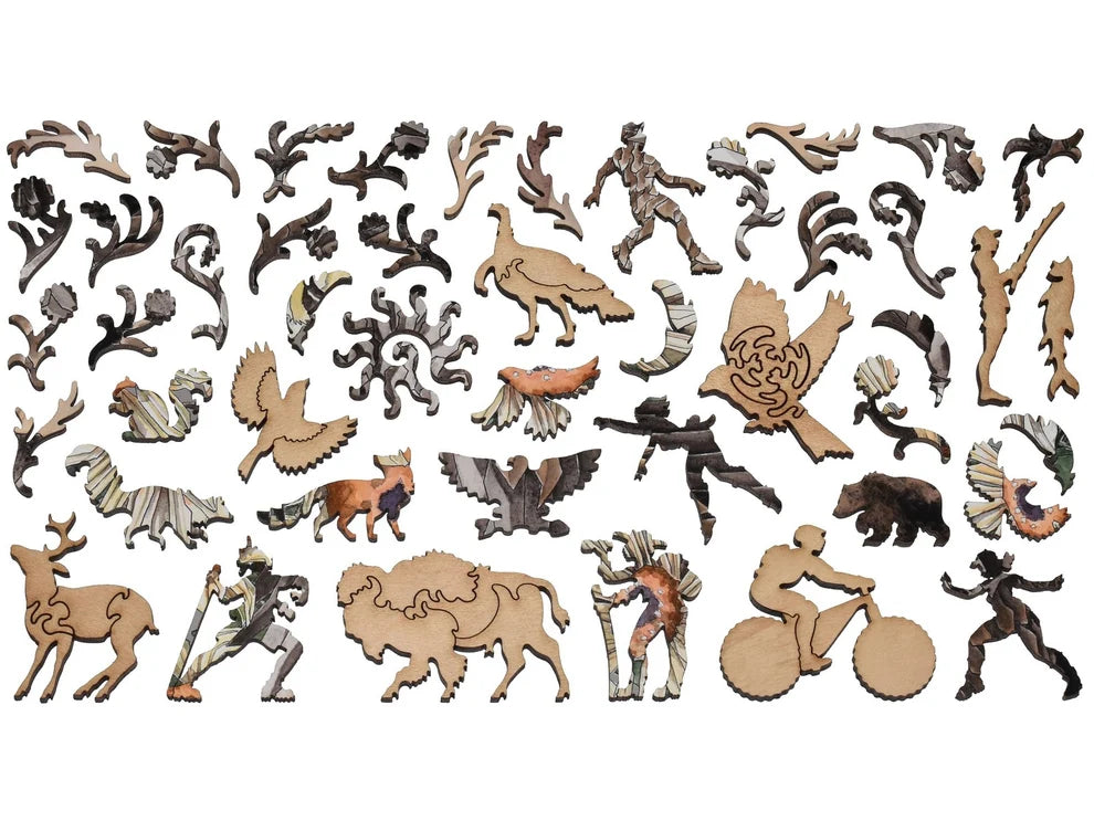 Bison and Sunflowers Wooden Puzzle
