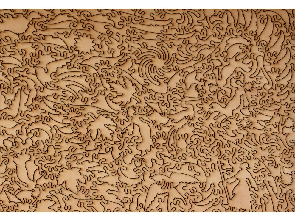 Chiyogami Chrysanthemums Wooden Puzzle