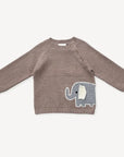 Elephant Embroidered Knit Pullover Sweater