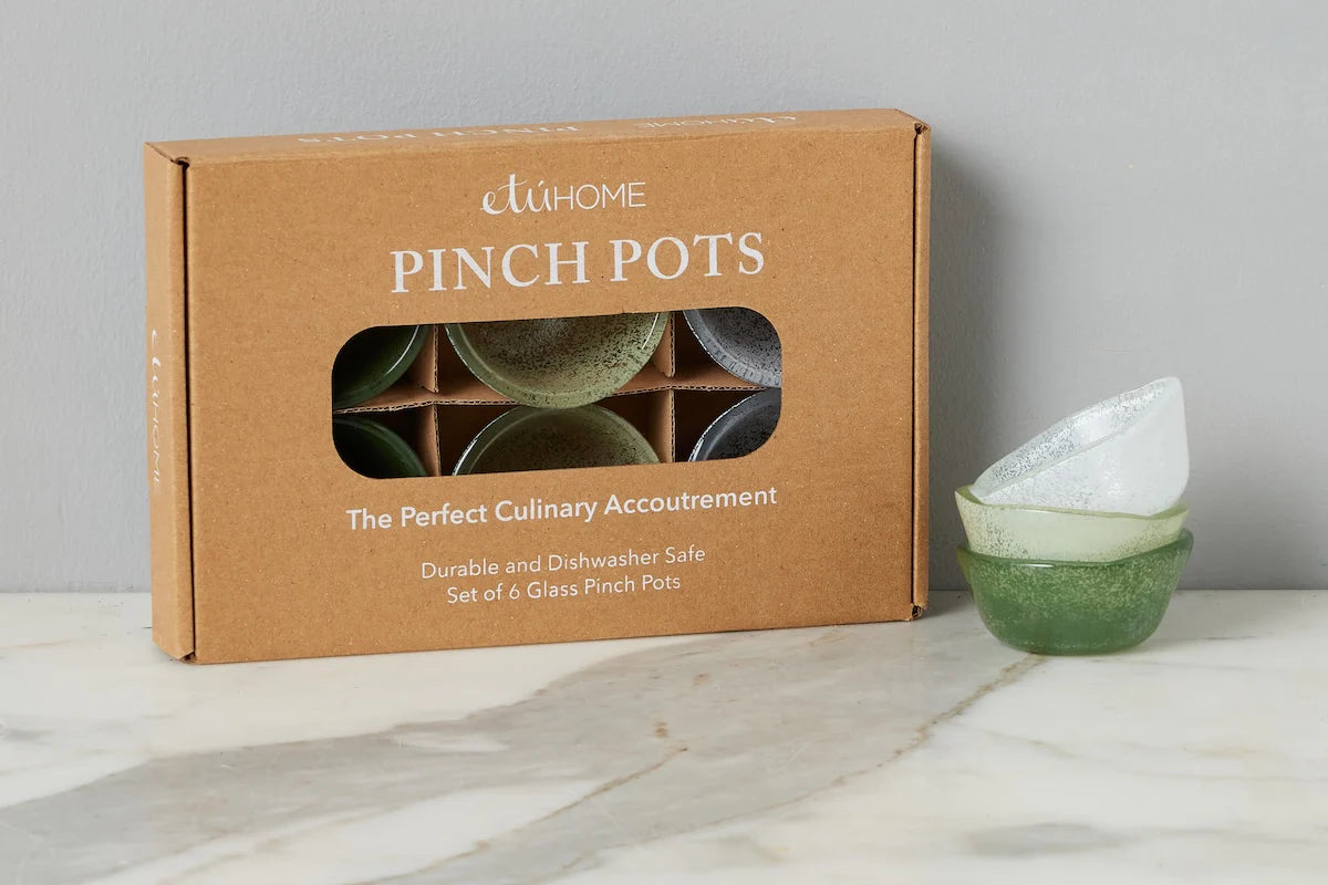 Green Glass Pinch Pot Set