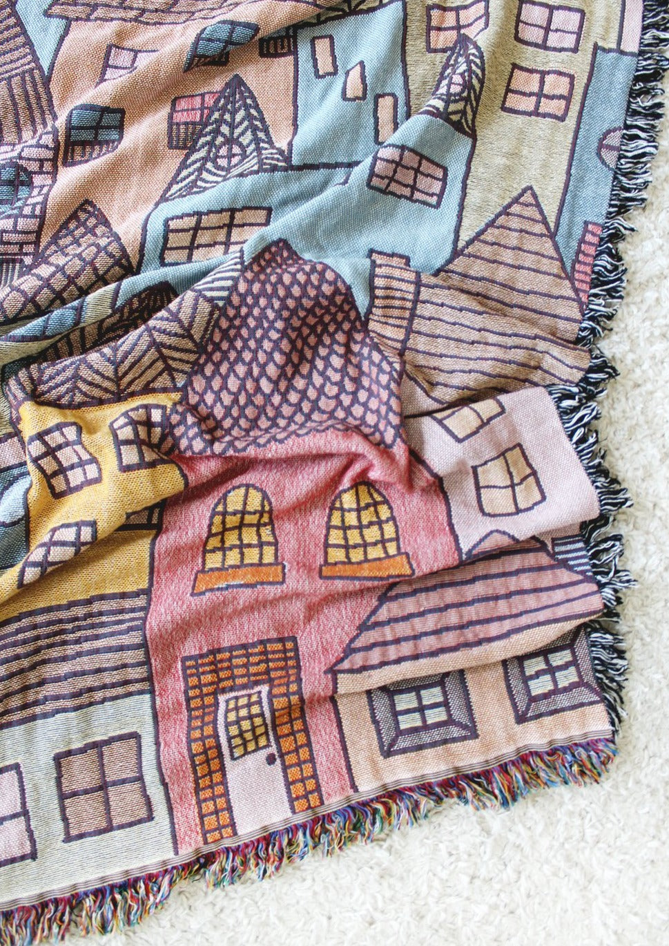 Hillside Village Tapestry Blanket