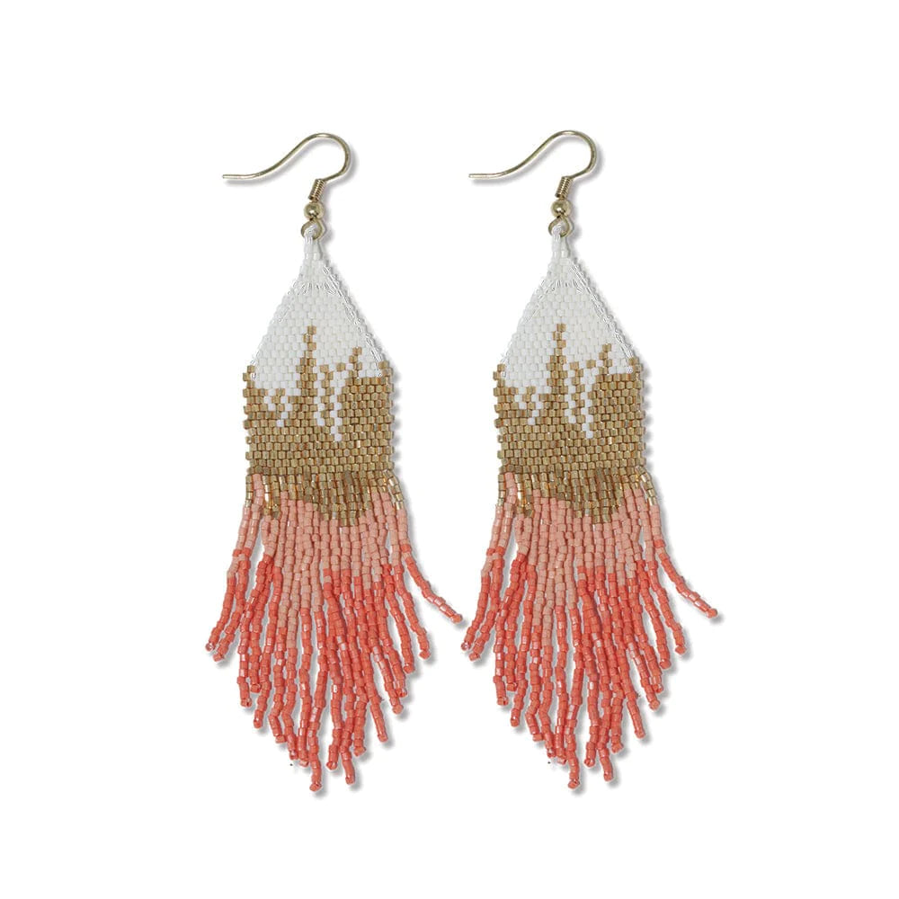 Claire Coral Ombre Fringe Earrings