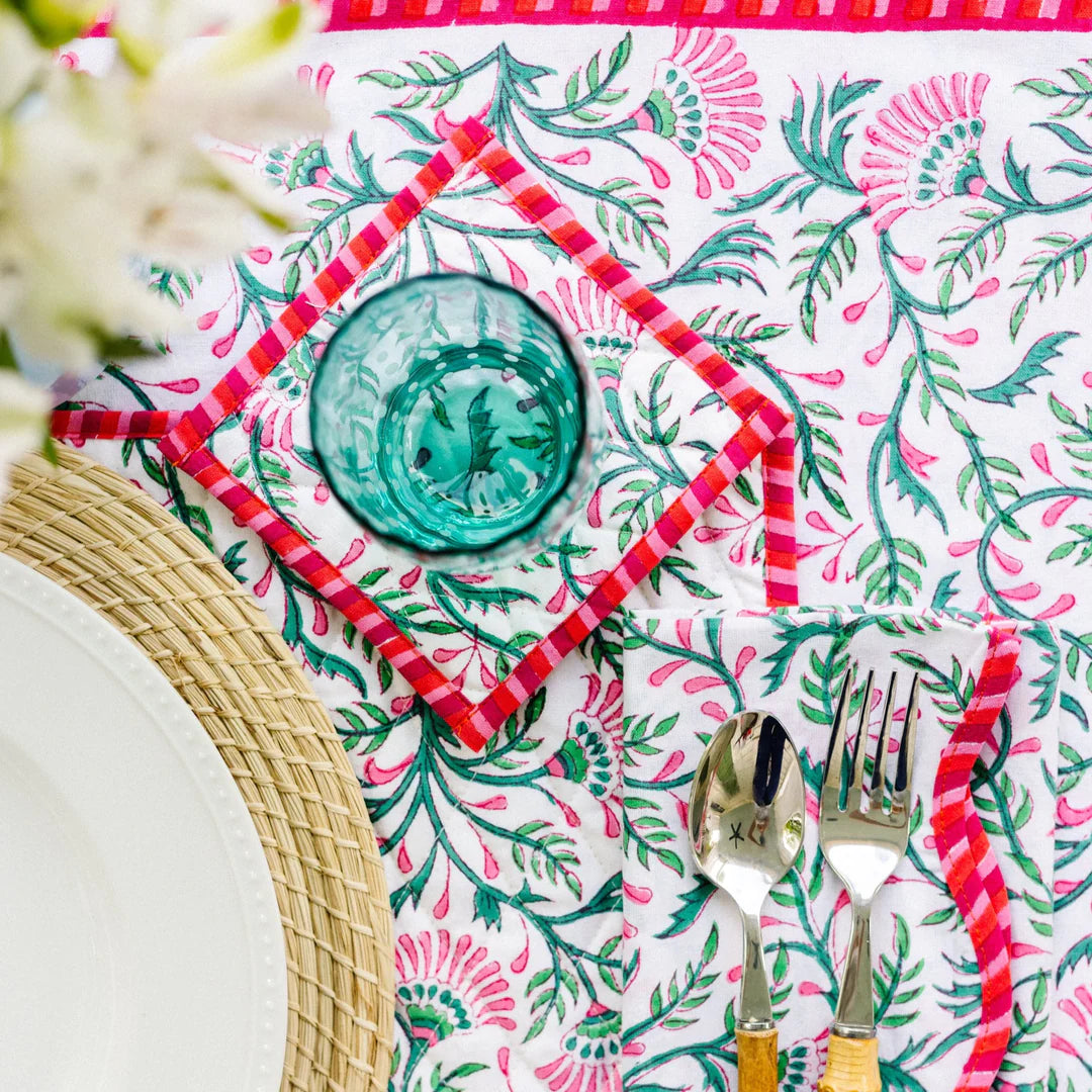Block Print Holiday Tablecloth