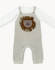 Lion Applique Knit Overall Set