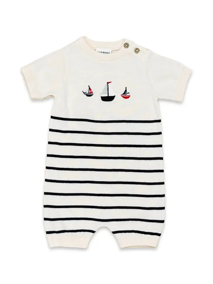 Sailboat Embroidered Short Romper