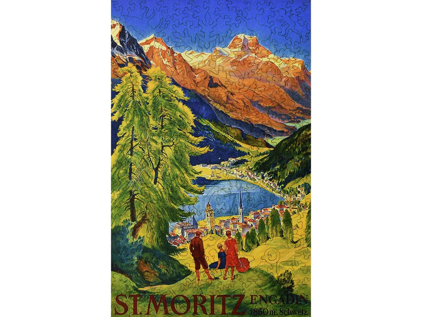 St. Moritz Travel Poster Wooden Puzzle