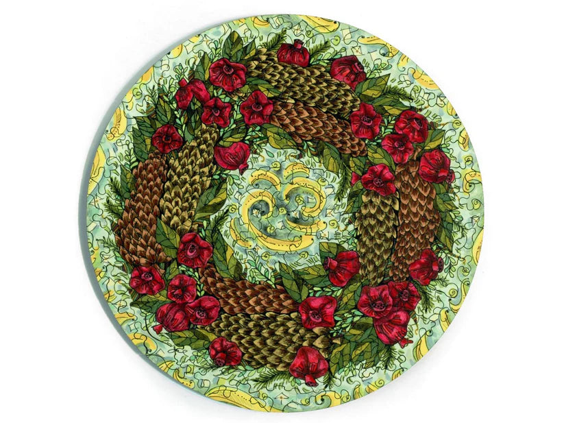 Pinecone and Pomegranate Wreath Wooden Puzzle