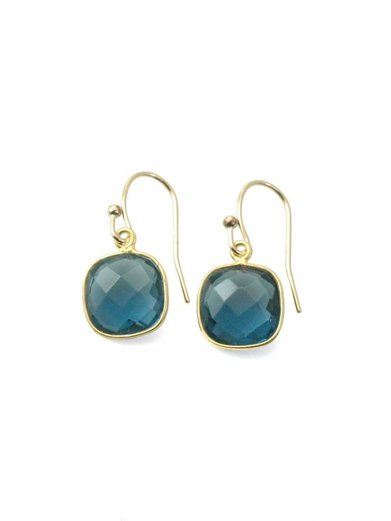 Chance - Blue Hydro Quartz Cushion Earrings