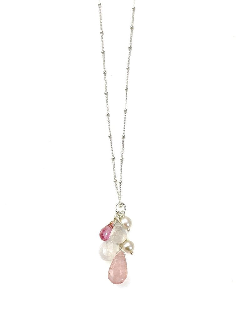 Moonstone Pearl Silver Necklace