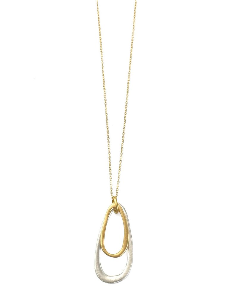 Double Ovals Mixed Metal Necklace