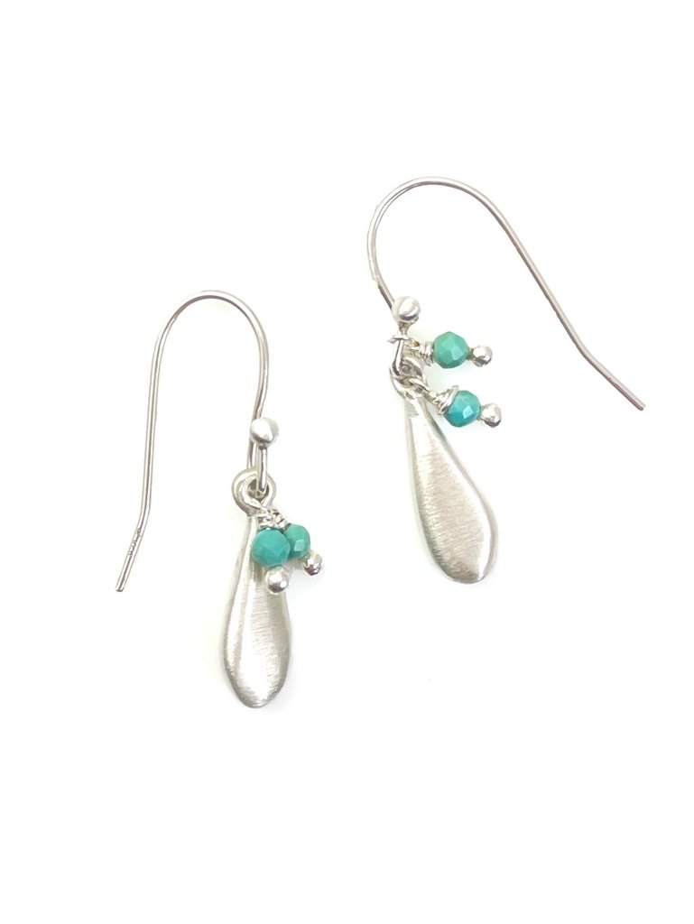 Tiny Drop Turquoise Silver Earrings