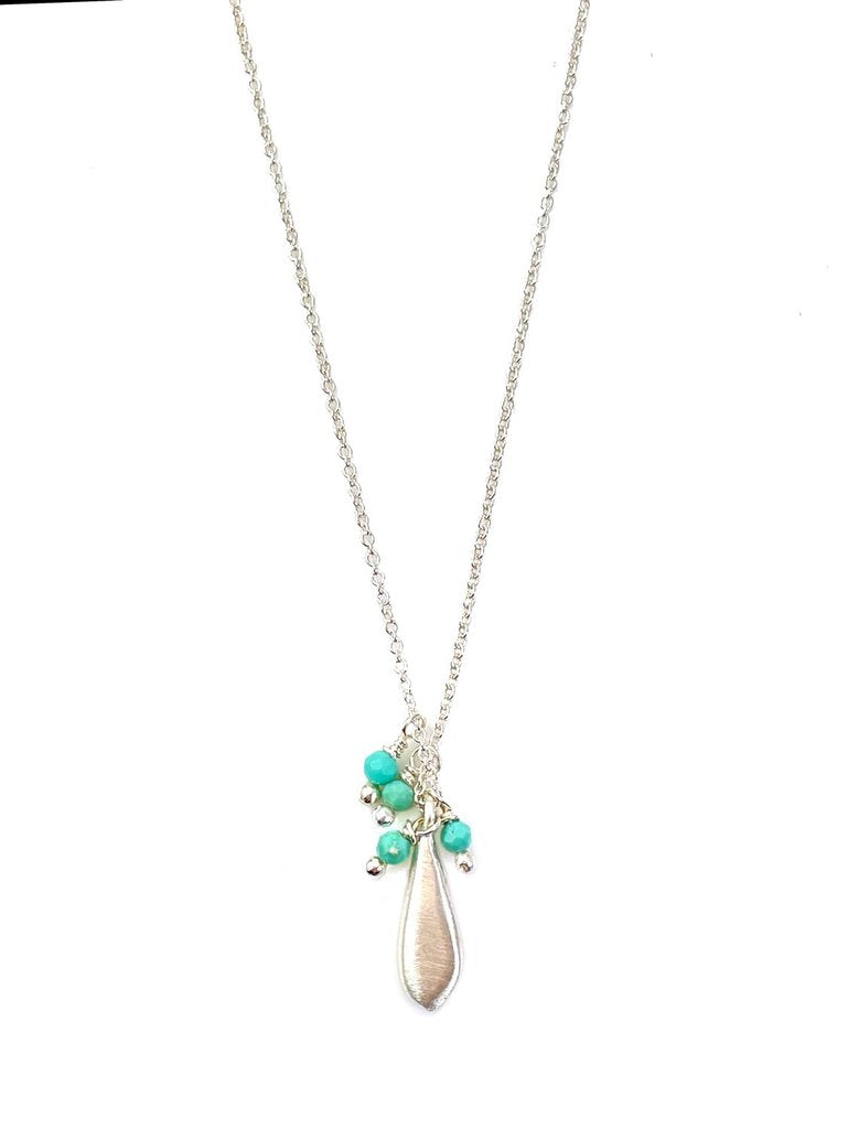 Tiny Drop Turquoise Silver Necklace