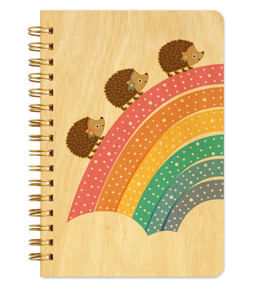 Marching Hedgehogs Wood Notebook