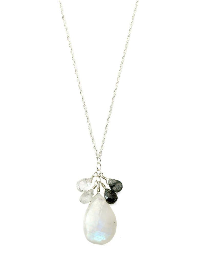 Milk - Moonstone &amp; Tourmilated Cluster Necklace