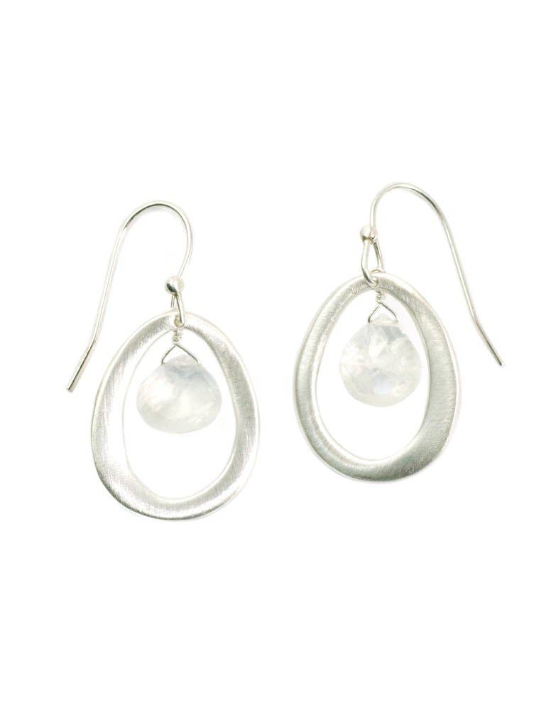 Milk - Small Oval with Moonstone Earrings