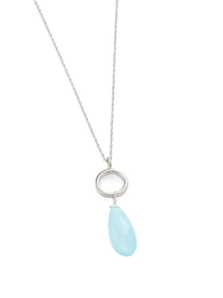 Ocean - Circle with Chalcedony Drop Necklace