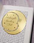 Midnight Readers Club Moon And Etched Stars Brass Bookmark